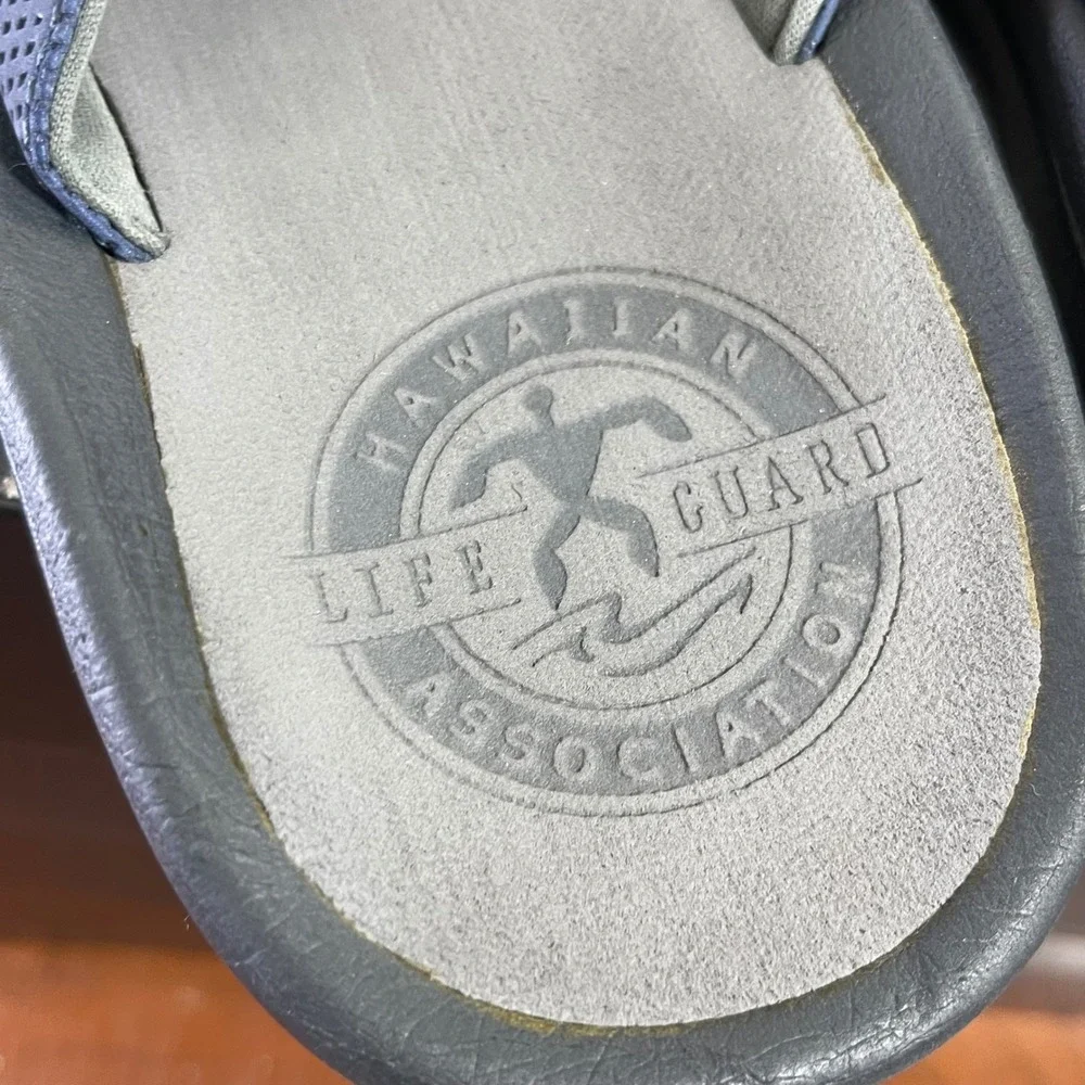 OluKai Kia'i II Sandal HLA Gray Navy Blue Flip Flops Sandals Slip‎ On Men's 8 US